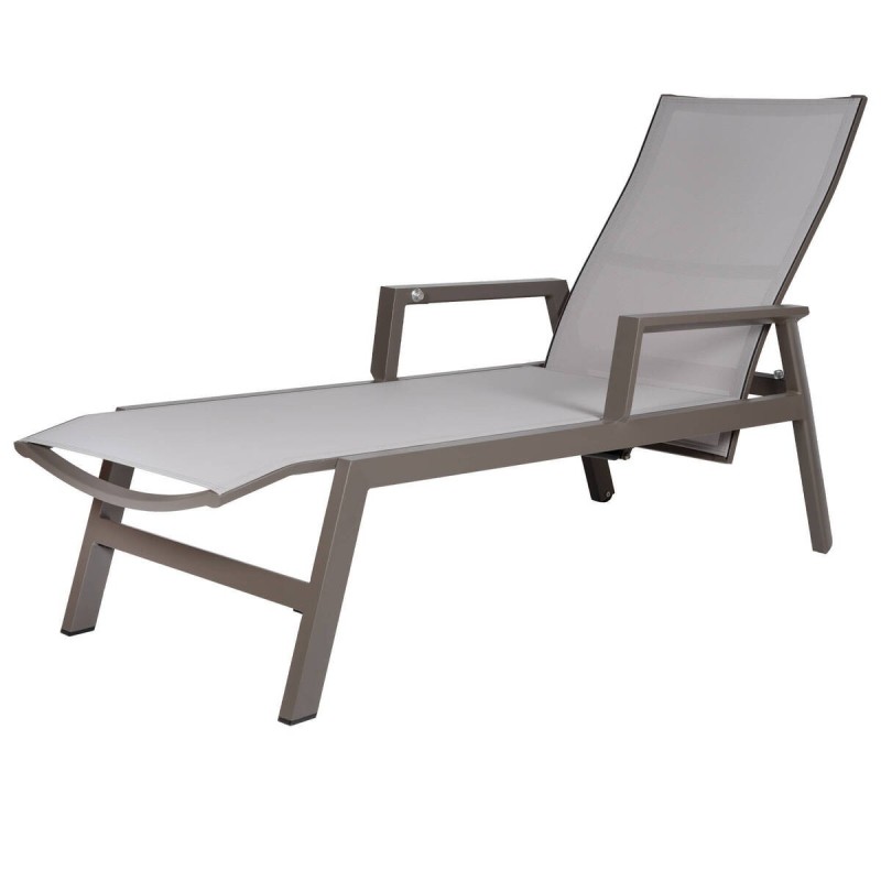 Aluminum sun lounger with grey textilene fabric, 149x110x70cm