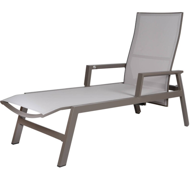 Aluminum sun lounger with grey textilene fabric, 149x110x70cm