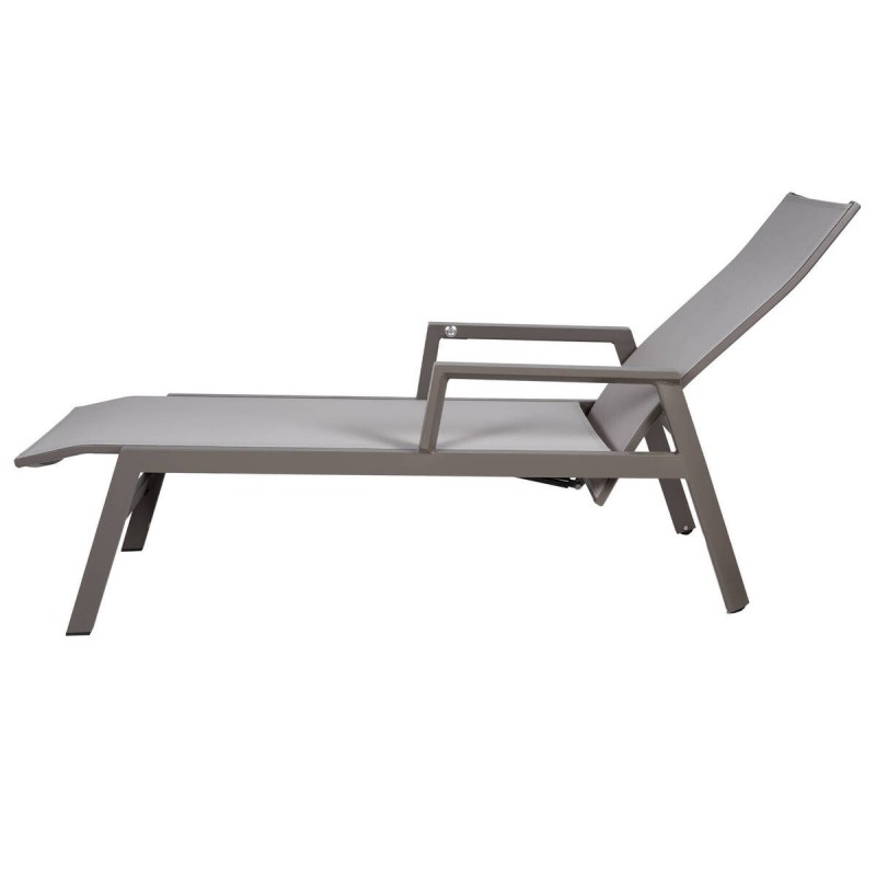 Aluminum sun lounger with grey textilene fabric, 149x110x70cm