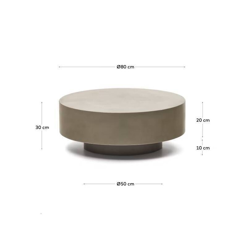 Mesa de centro redonda garbet de cemento 80x30cm