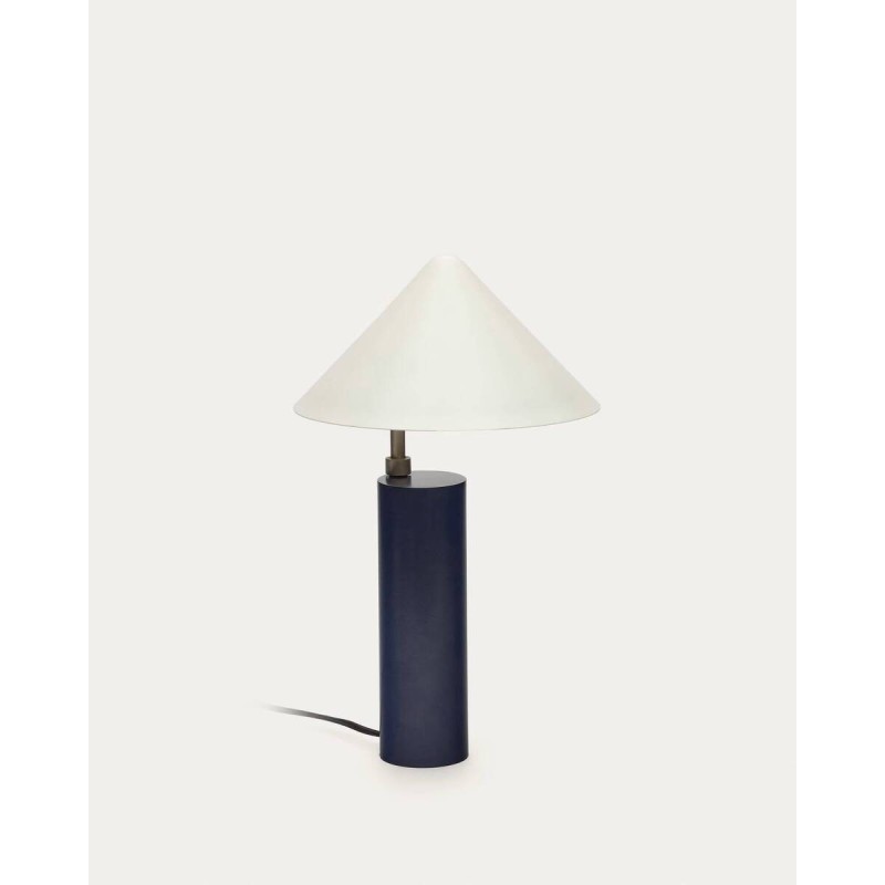 Shiva metal table lamp with blue and white paint finish, 26x42x42