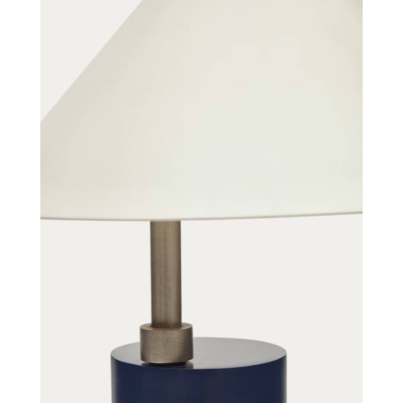 Shiva metal table lamp with blue and white paint finish, 26x42x42