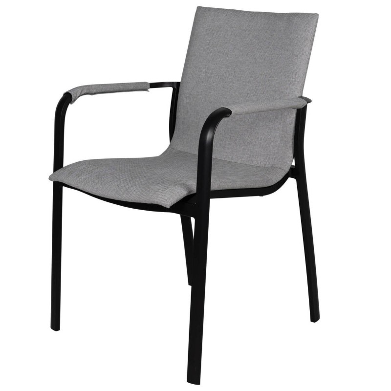 Silla lucca de aluminio negro y textil gris 57x62x86cm