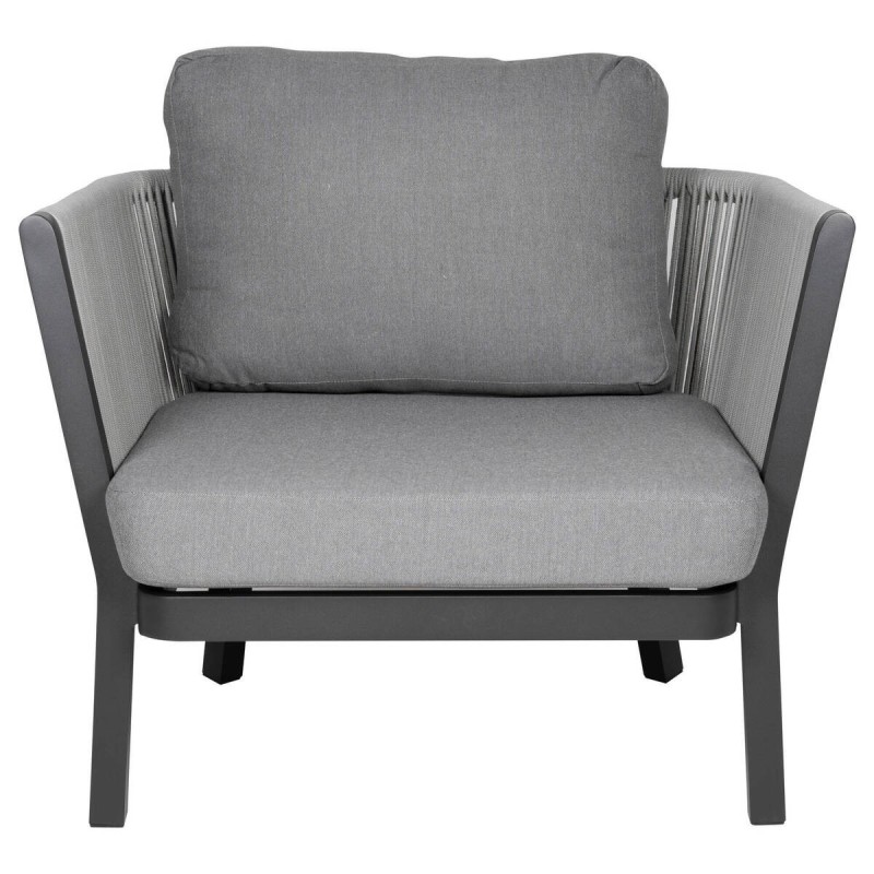 Sofia armchair in grey aluminum and interwoven rope 92x52x70cm