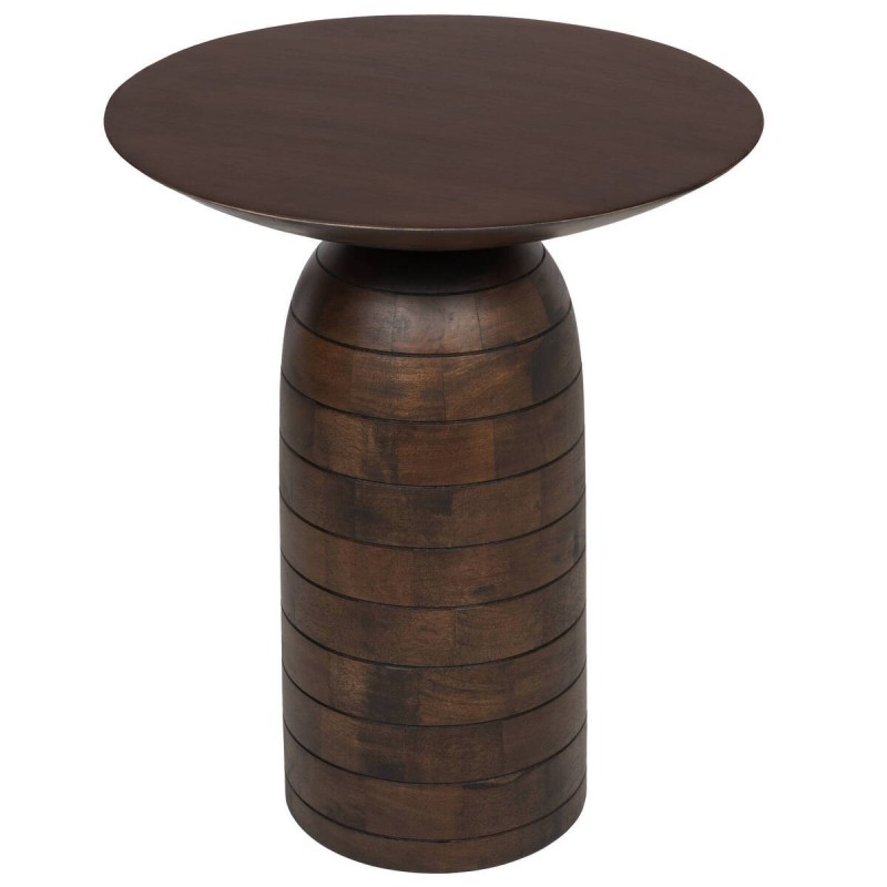 Mesa auxiliar de madera wengué cilindro 51x61cm