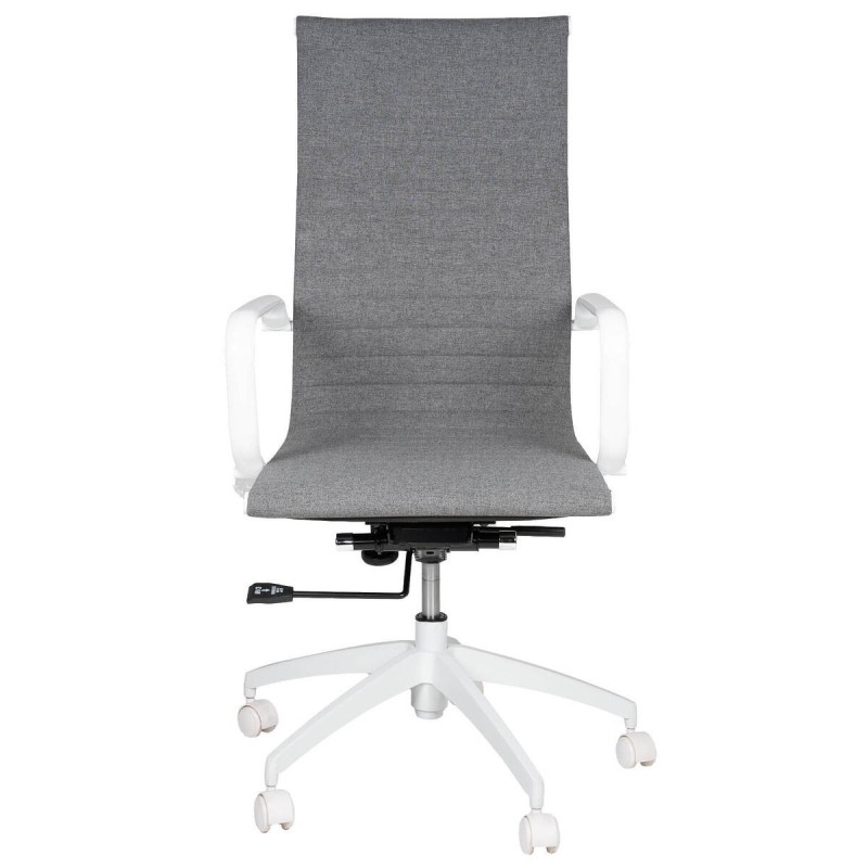 Silla de oficina metal blanco y textil gris 57x63x88cm