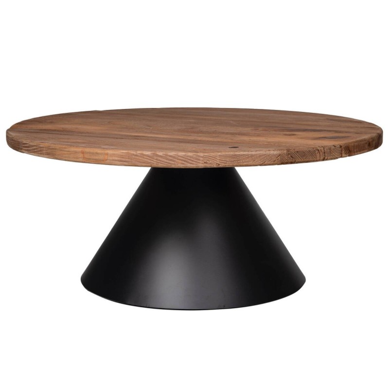 Pine coffee table with cone-shaped base 80x80x35cm