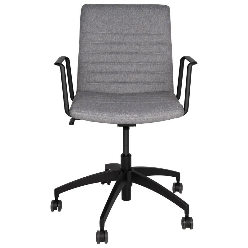 Silla de oficina de aluminio negro y textil gris 60x56x92cm