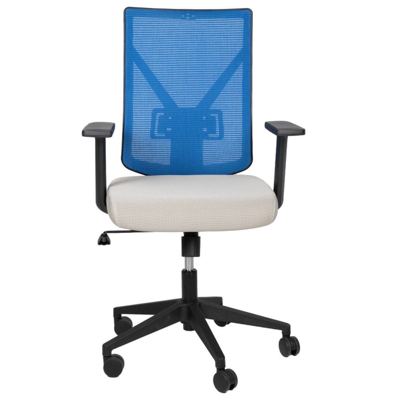 Silla de oficina estructura nylon negro respaldo azul asiento gris 64x58x107cm