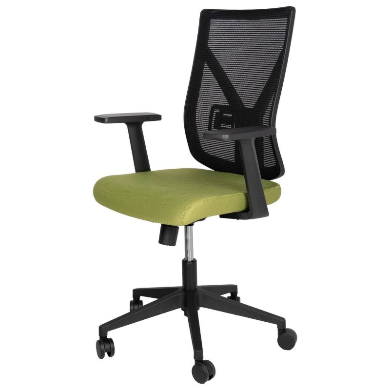 Office chair, black nylon, lime green seat, 59x55x125cm
