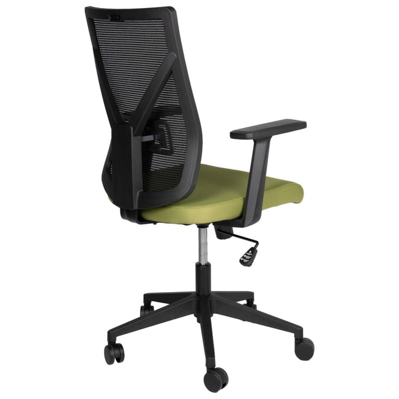 Office chair, black nylon, lime green seat, 59x55x125cm