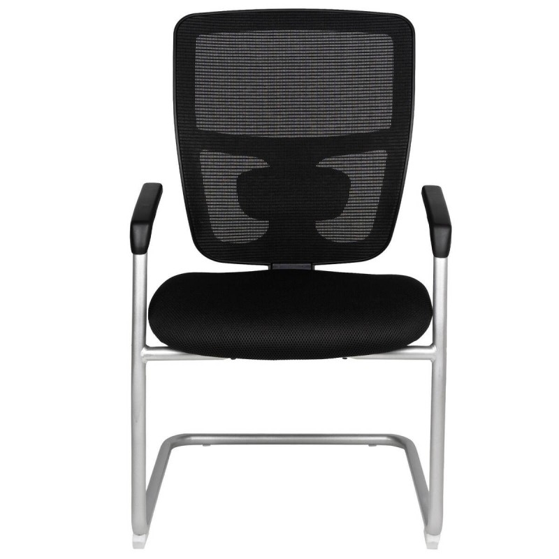 black fabric and grey aluminum visitor chair 57x63x96cm