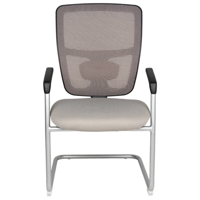 Silla confidente textil gris y aluminio 57x63x96cm