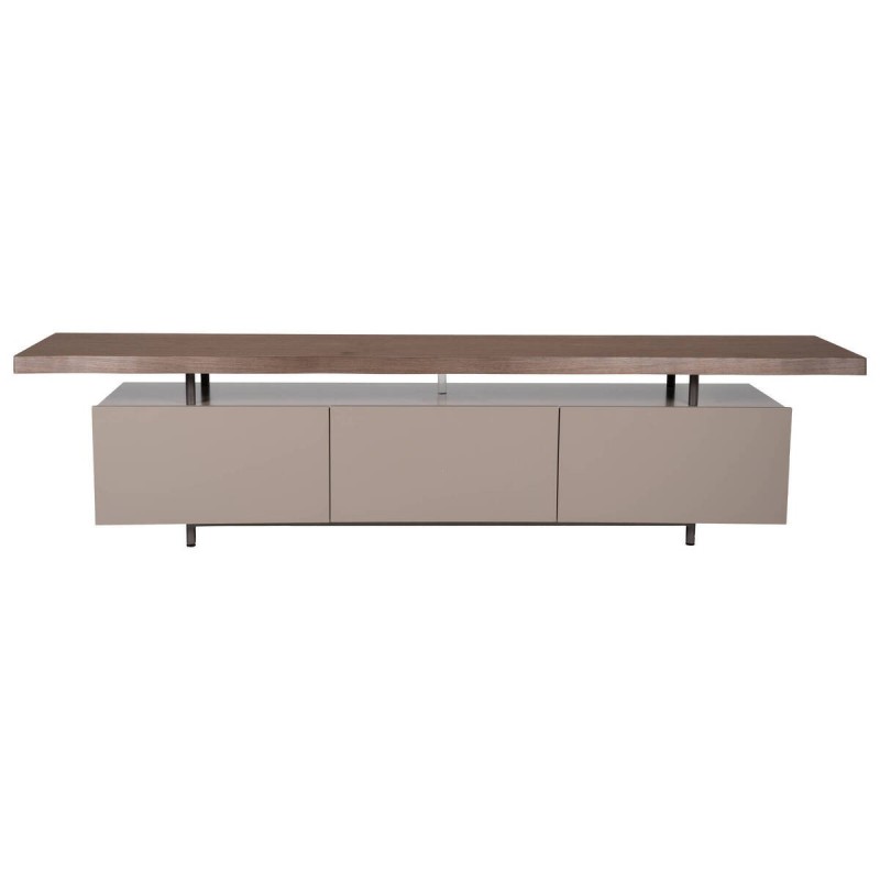 Grey lacquered TV unit with walnut veneer 200x42x76cm