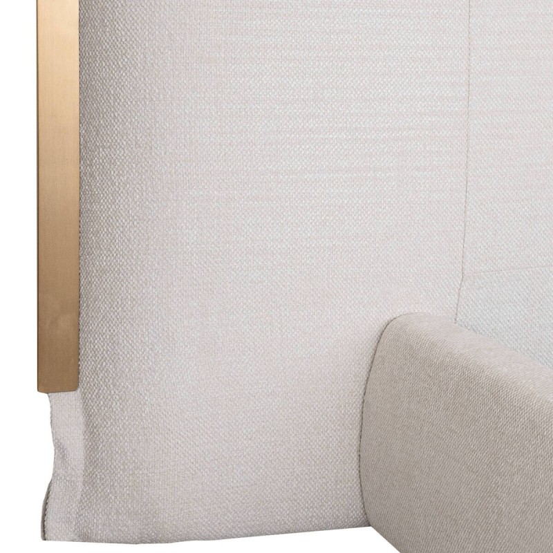 Cama tapizada gris con detalles de latón en dorado 180x200x105cm