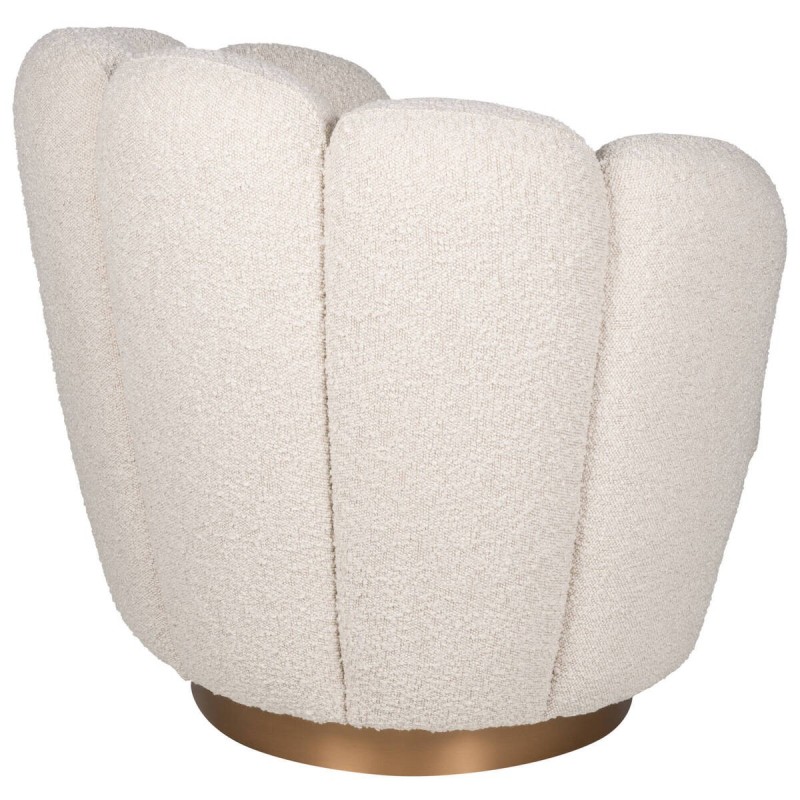 Beige curved sheepskin armchair 81x79x75cm