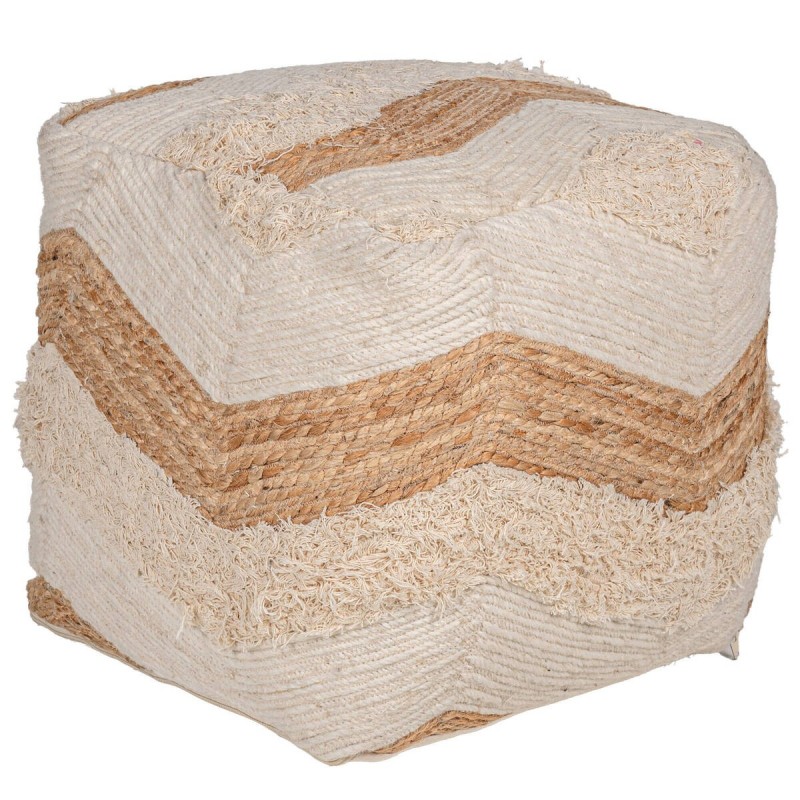 Puff olaine natural y marfil 48x48x48cm