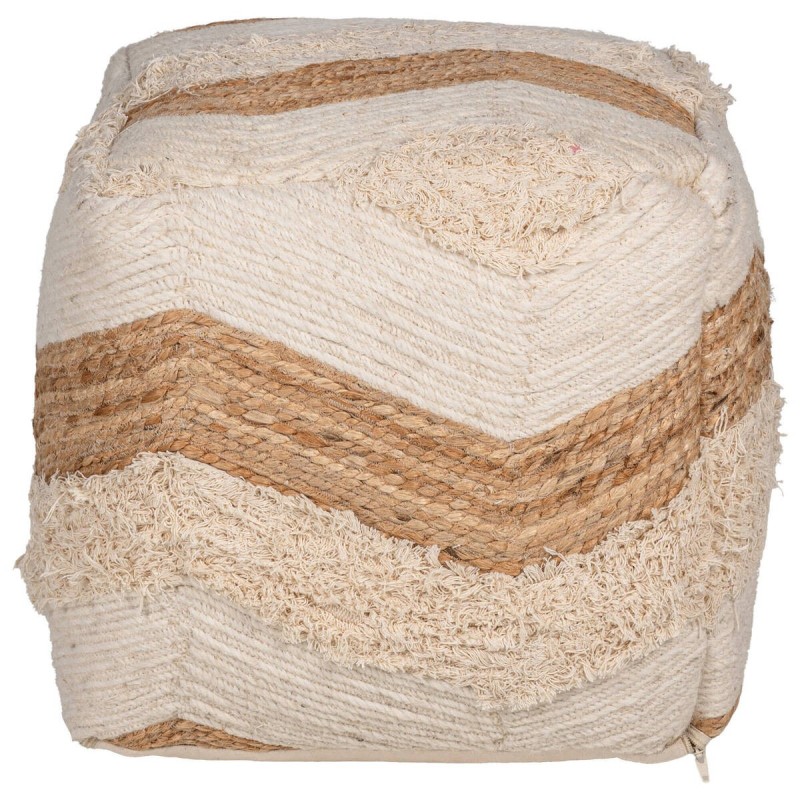 Puff olaine natural y marfil 48x48x48cm