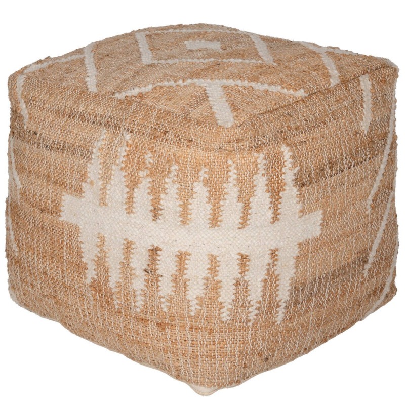 Puff curraw natural y marfil 48x48x48cm