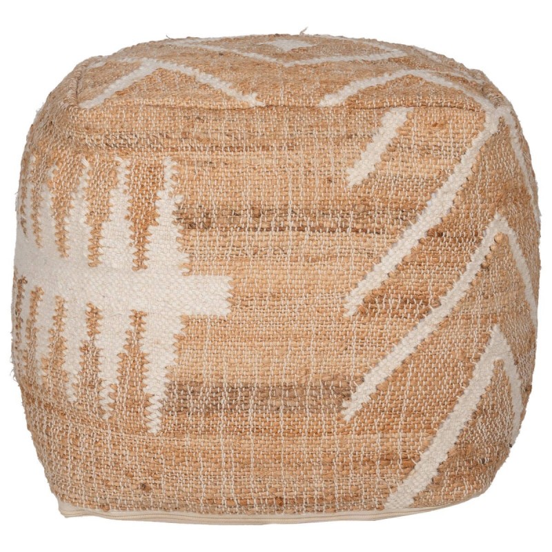 Puff curraw natural y marfil 48x48x48cm