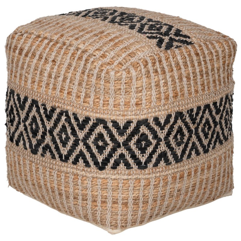 Puff abaza natural y negro 48x48x48cm