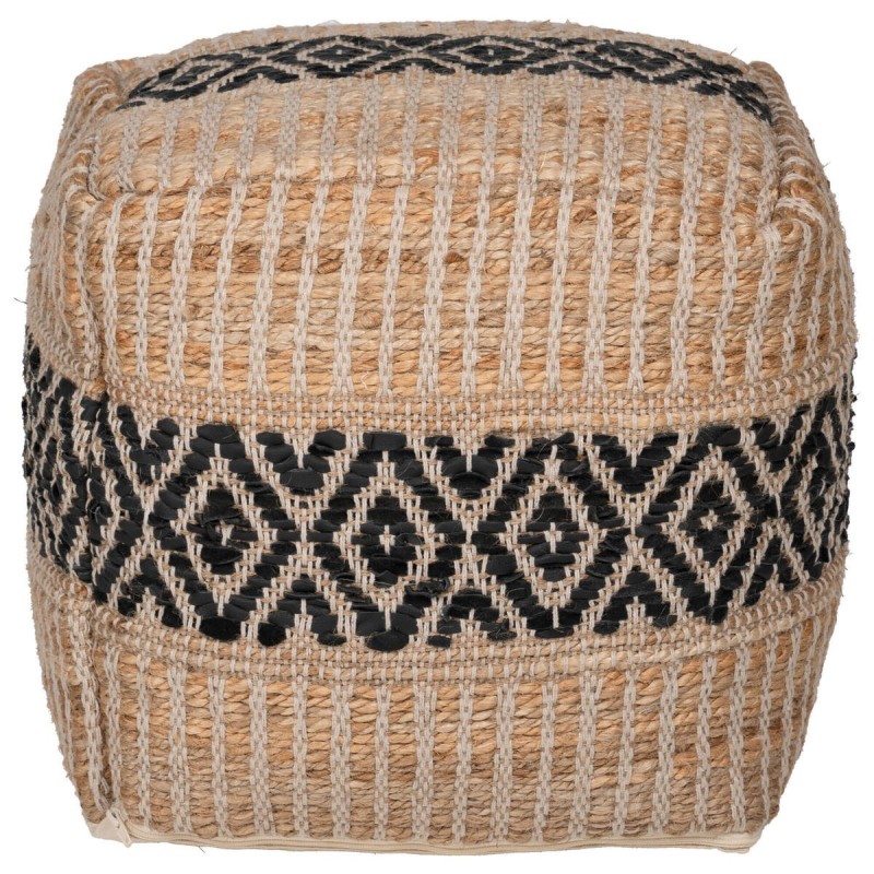Puff abaza natural y negro 48x48x48cm