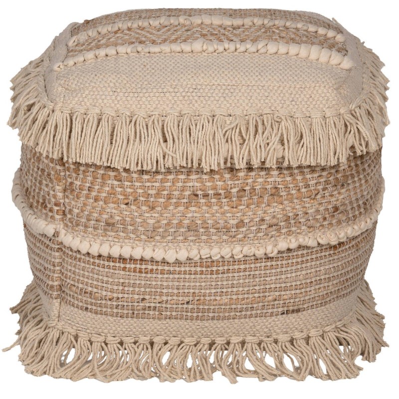 Puff tafeta natural y marfil 48x48x48cm
