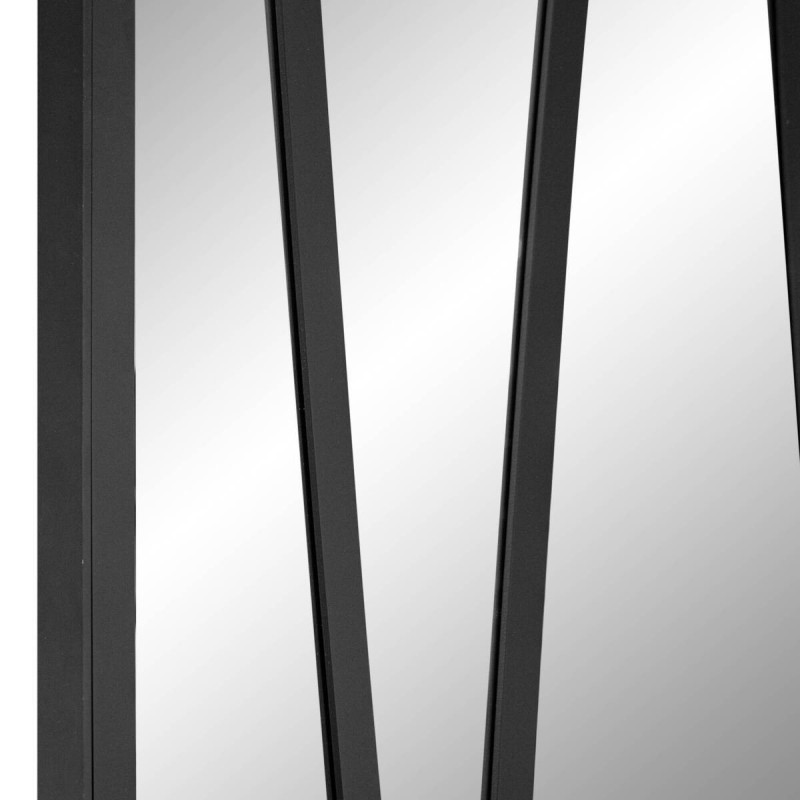 Oak mirror painted black with vertical lines 100x100cm