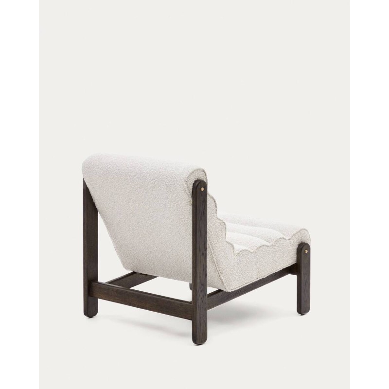 Magira armchair in white sheepskin and oak wood 75x94x82cm