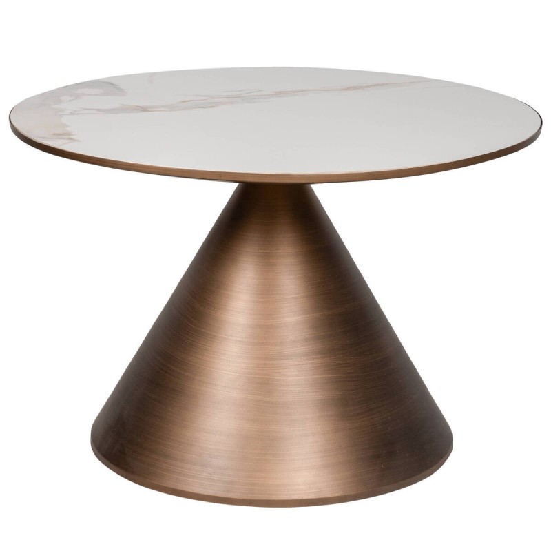 Round coffee table - white ceramic top 70x46cm