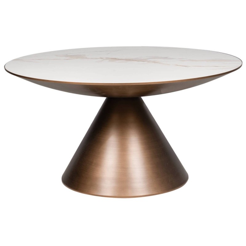 Mesa de centro redonda - tapa de cerámica blanca 90x46cm