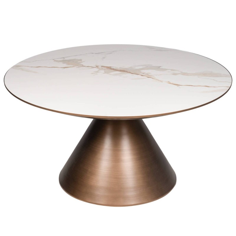 Mesa de centro redonda - tapa de cerámica blanca 90x46cm