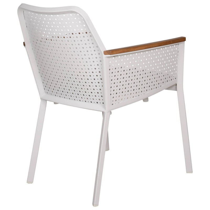 Silla de aluminio blanco y brazos de teca 59x63x81cm