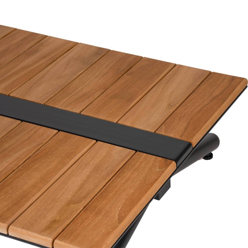 Mesa picos de centro de madera de teca y aluminio 125x75x23cm