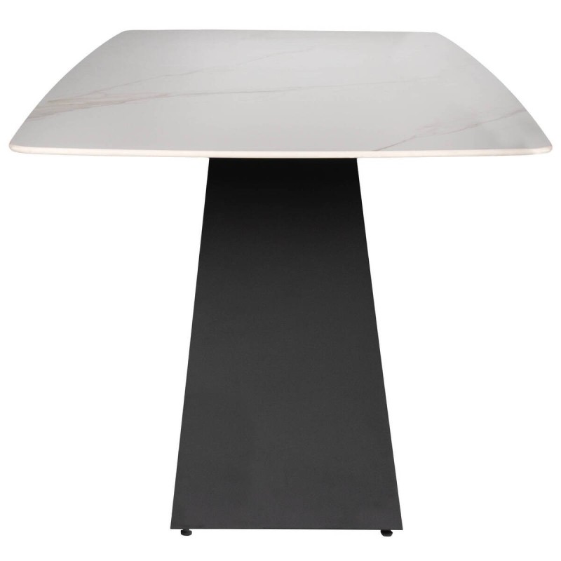 Zendra table with white ceramic top and black cross legs, 180x90x75cm