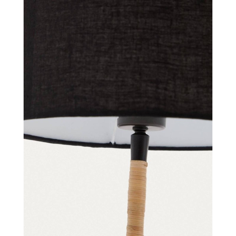 Pineapple table lamp made of metal and rattan with black shade 35x51cm