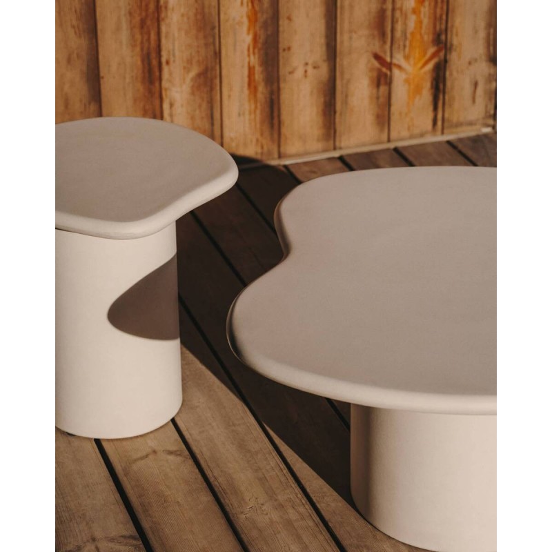 Mesa auxiliar Macarella de cemento blanco 48 x 47 cm