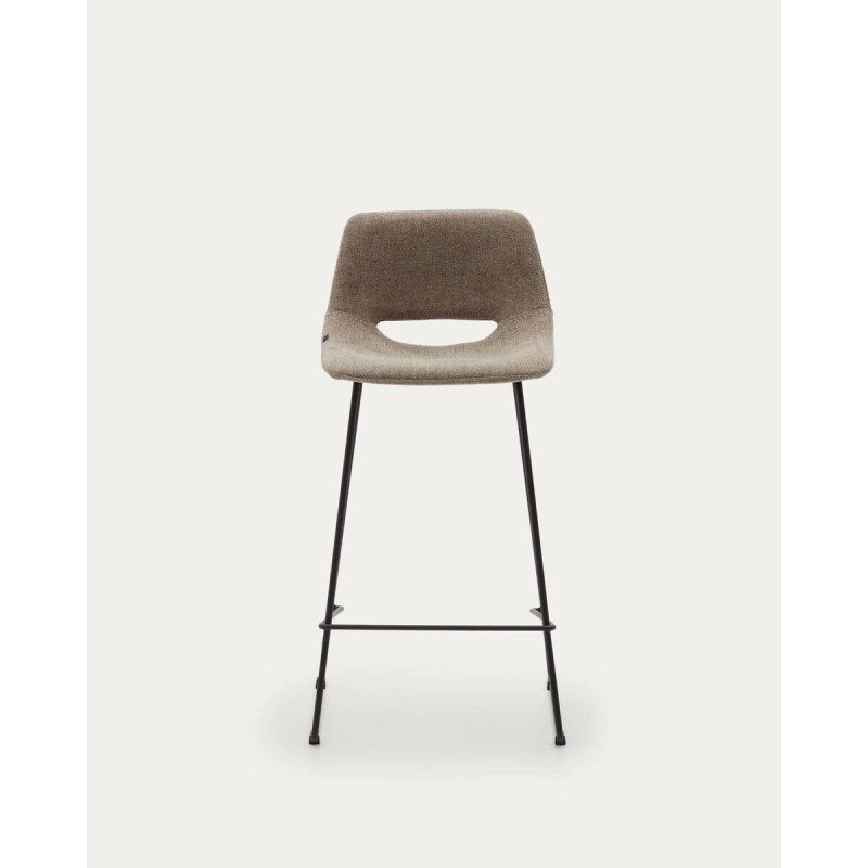 Zahara stool, brown and steel with black finish, 65cm high