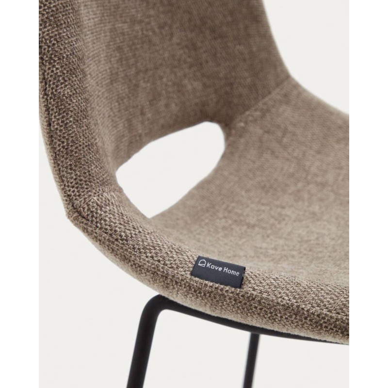 Zahara stool, brown and steel with black finish, 65cm high
