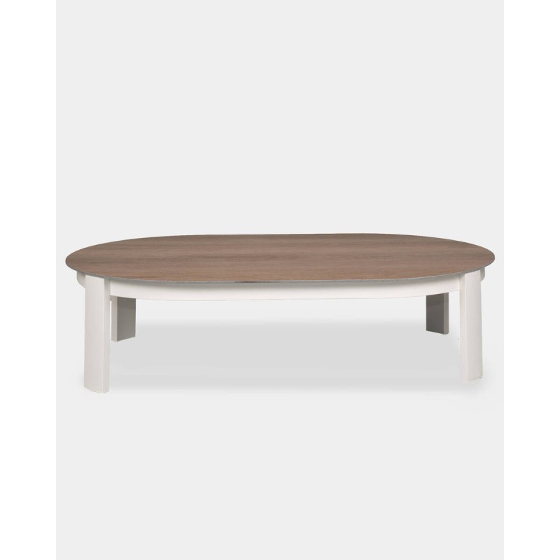 Ripple outdoor coffee table in white aluminum, 121x76x30cm