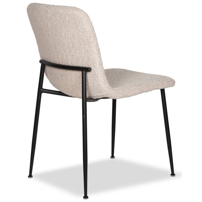 Beige lambskin sirocco chair with black metal legs, 43x55x82cm