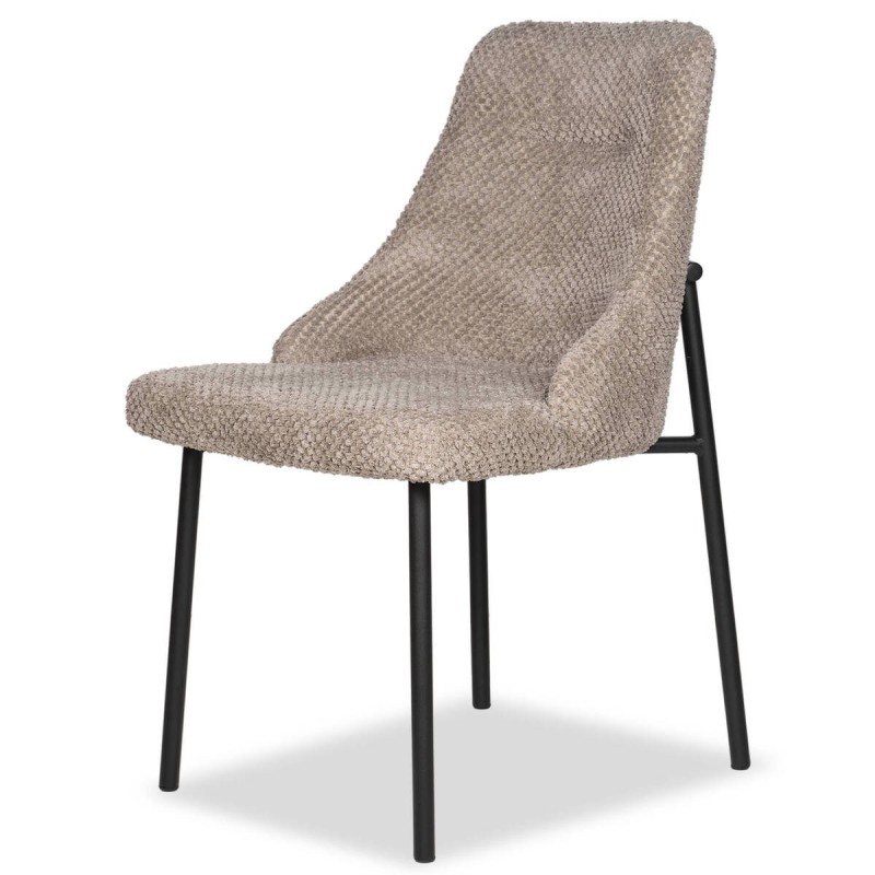 Silla lana de borreguito gris con patas de metal negro 50x55x86.5cm