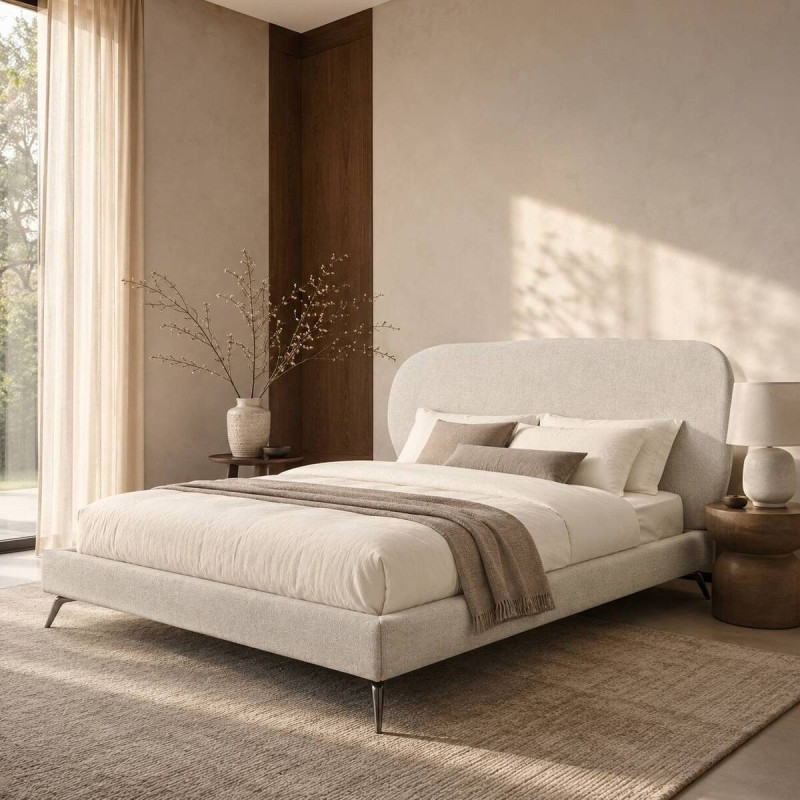 Cama soho tapizada gris claro 180x200cm