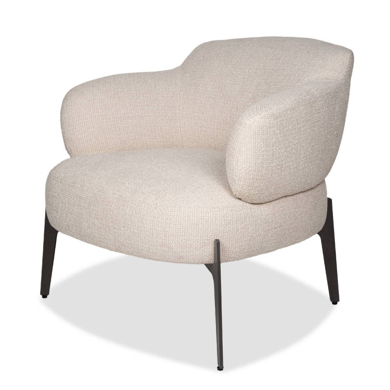 Milan beige armchair with grey metal legs 80x76x75cm