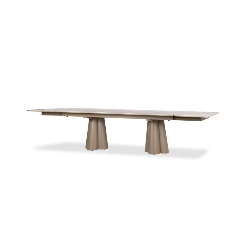 Mesa de comedor exterior clover extensible  de aluminio y cerámica 360/240x110x76cm