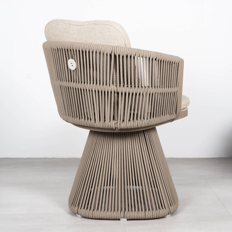Silla Giratoria Marrakech Exterior Aluminio Taupe y Cuerda