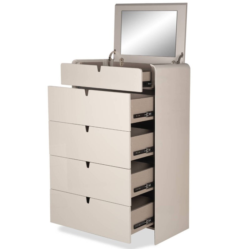 Cómoda axis moderna lacado brillante gris claro 70x43x119cm