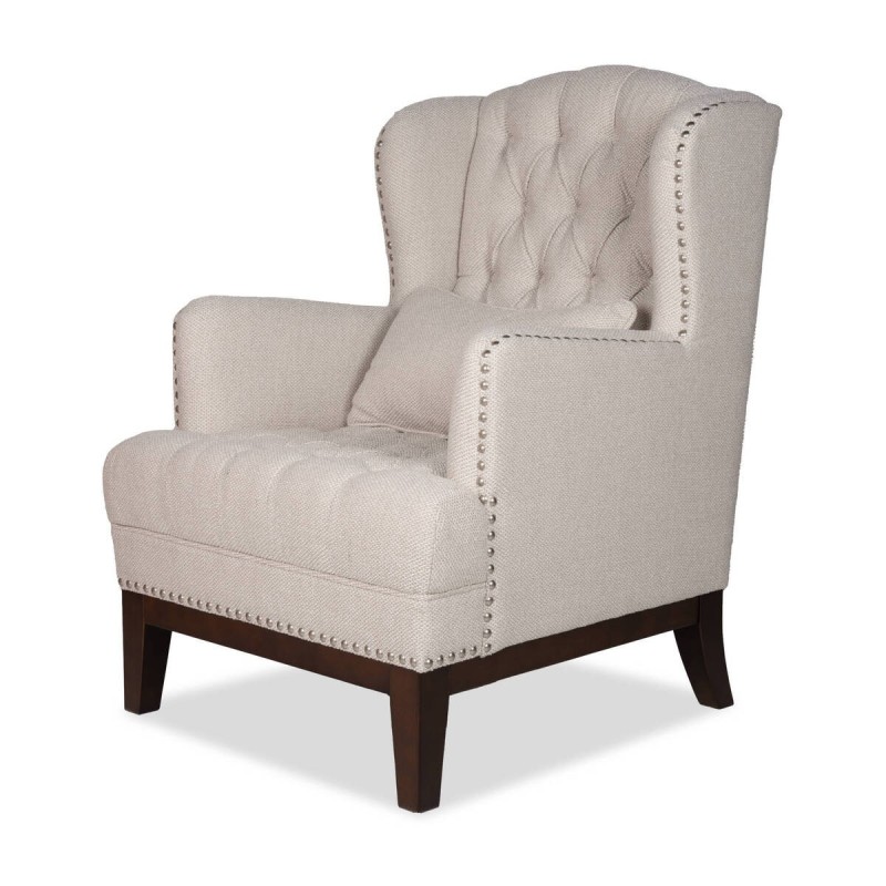 Sillón versalles marfil con patas de pino 75x85x106cm