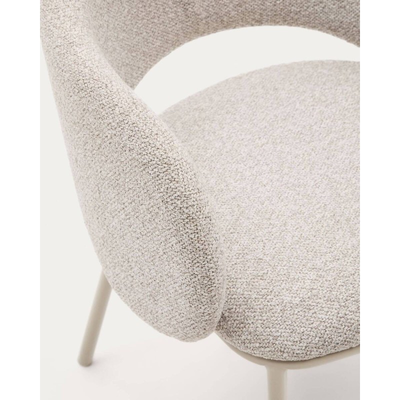 Maina chair in beige chenille with steel legs 76x58x51 cm