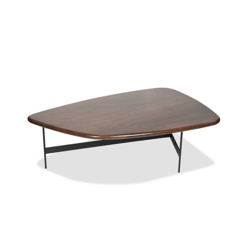 Mesa de centro arko en madera wengué y estructura de hierro